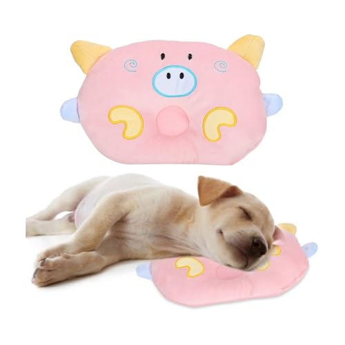 Esshogo Weiches Kissen für Haustier Katze Hund,schöne langlebige Hundeschlafkissen Hundekissen mit innovativer Form für Haustiere zum Schutz der Halswirbelsäule für kleine Hunde und Katzen[Rosa] von Esshogo