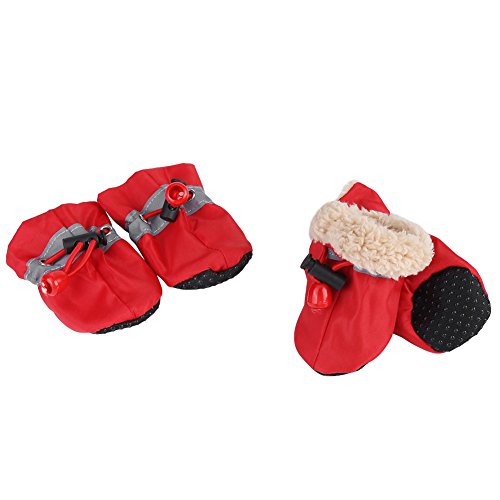 Anti-Rutsch-Slip Haustier Hund wasserdichte Stiefel Schuhe Hund Socken mit elastischen Straps Weicher Baumwolle gepolstert im Regen Schnee Tage für kleine, mittlere Katze Hund Welpen(M-Red) von Estink