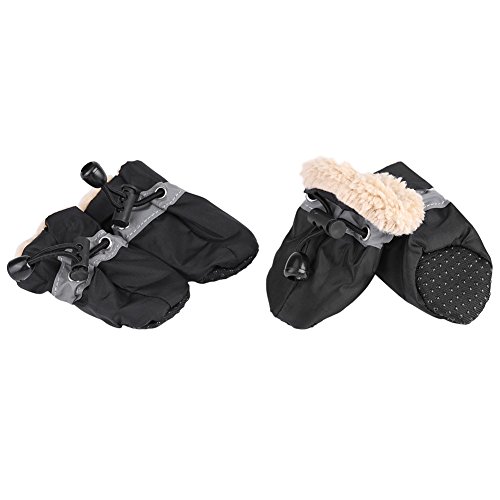 Anti-Rutsch-Slip Haustier Hund wasserdichte Stiefel Schuhe Hund Socken mit elastischen Straps Weicher Baumwolle gepolstert im Regen Schnee Tage für kleine, mittlere Katze Hund Welpen(S-Black) von Estink