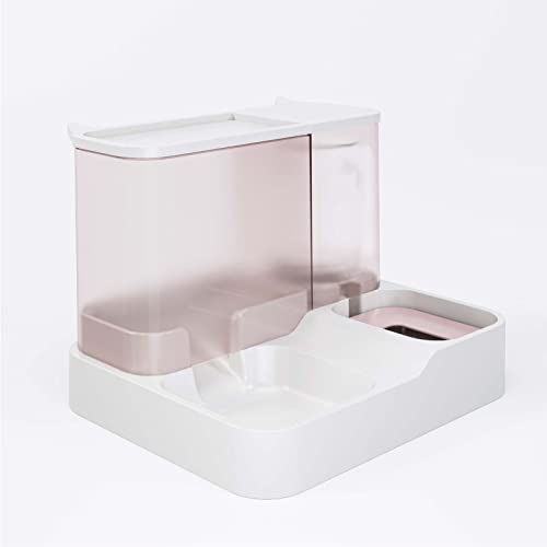 Estink Automatischer Haustierwasser -Lebensmittel -Spender, Nass und Trockentrennungsdesign, Transparentes Fenster mit Großer Kapazität Haustierfutter für Hundekatze, Staubbedeckung, (Rosenate) von Estink