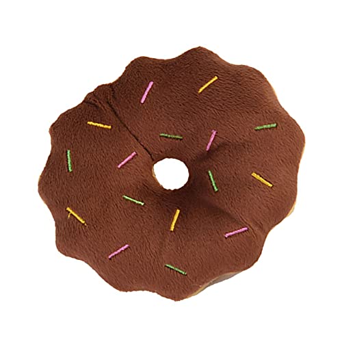 Estink Donut Quietschende Hundespielzeug Spielefeste Zähne Mahlen Relief, Ideal für Hunde, Plüschmaterial (Brown) von Estink