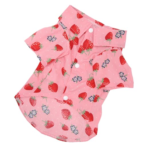 Estink Hawaiian Hundehemden Erdbeerabdruck Haustier Hemd Atmungsaktives Snap Design Hundehirt für den Frühling Sommer (L) von Estink