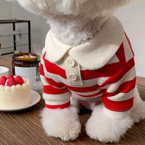 Estink Hund Gestreiftes Hemd Modisch Bequeme Atmungsaktive Haustierkleidung für Kleine Hunde Katzen, für Schnauzer, Malteser, Teddy, Pommeranian, Polyester (XS) von Estink