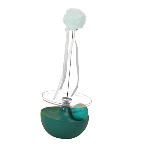 Estink Indoor -Katzenspielzeugspielzeugplüschkugel Teaser Zauberstab, 360 ° Rotierende Katzen -Selbstspiel Teaser Stock für Linderung Langeweile, Premium Kunststoffmaterial (Green) von Estink
