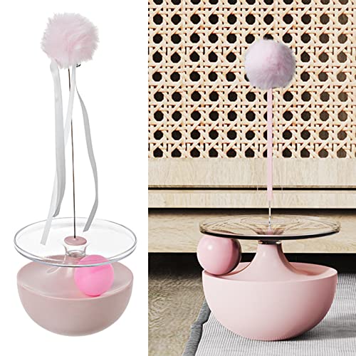 Estink Indoor -Katzenspielzeugspielzeugplüschkugel Teaser Zauberstab, 360 ° Rotierende Katzen -Selbstspiel Teaser Stock für Linderung Langeweile, Premium Kunststoffmaterial (PINK) von Estink