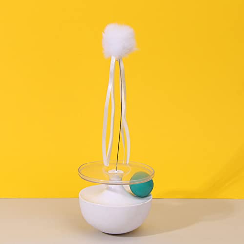 Estink Indoor -Katzenspielzeugspielzeugplüschkugel Teaser Zauberstab, 360 ° Rotierende Katzen -Selbstspiel Teaser Stock für Linderung Langeweile, Premium Kunststoffmaterial (White) von Estink