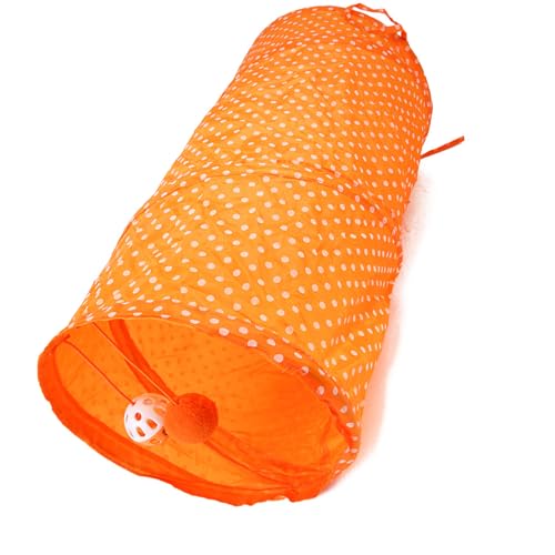Estink Interaktiver Katzen -Tunnelspielzeug mit Glockenball Im Inneren, Tragbar und Langlebig, Ideal für Spielzeit Im Innen- und Außenbereich mit Haustieren (ORANGE) von Estink