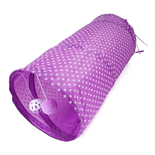 Estink Interaktiver Katzen -Tunnelspielzeug mit Glockenball Im Inneren, Tragbar und Langlebig, Ideal für Spielzeit Im Innen- und Außenbereich mit Haustieren (Purple) von Estink