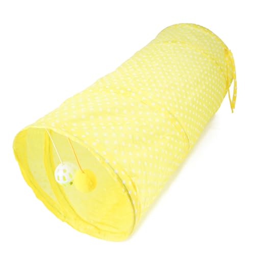 Estink Interaktiver Katzen -Tunnelspielzeug mit Glockenball Im Inneren, Tragbar und Langlebig, Ideal für Spielzeit Im Innen- und Außenbereich mit Haustieren (Yellow) von Estink