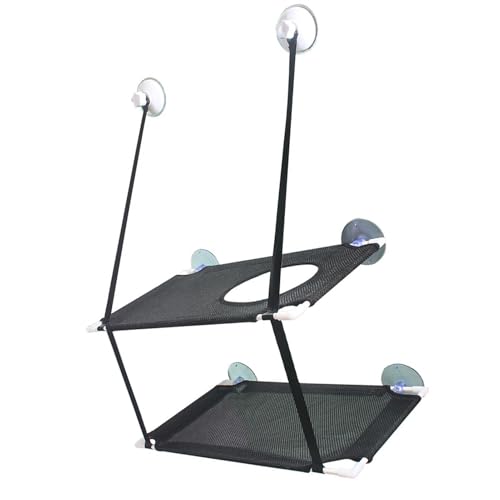 Estink Katzen -Hängematte Doppelschicht Starker Saugnapf -Tassefenster Barsch für Mehrere Katzen Mesh Fabric (Black) von Estink