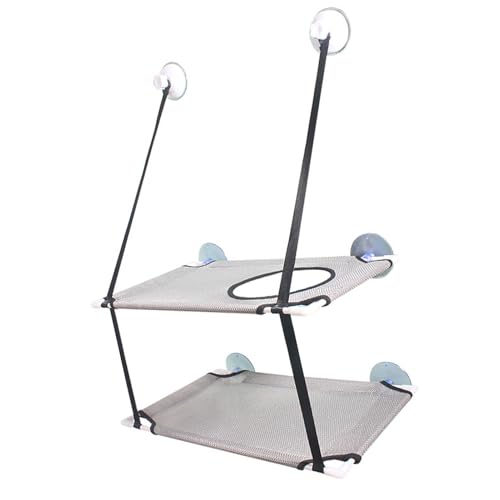 Estink Katzen -Hängematte Doppelschicht Starker Saugnapf -Tassefenster Barsch für Mehrere Katzen Mesh Fabric (Gray) von Estink