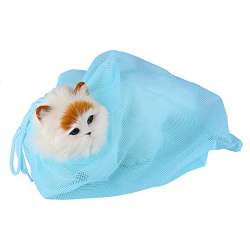 Estink Katzenpflegetasche Katzenbadetasche Kratzfestes Netz Katzenduschtasche Katzenduschnetztasche für Katzen Nagelschneiden Ohrenreinigung (Himmelblau) von Estink