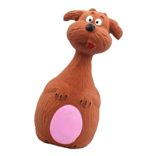 Estink Latex Hund Quietschende Spielzeugzähne Putzen Welpe Kauen Spielzeug Interaktives Sound Cartoon Design für Spielzeit (Brauner Hund) von Estink