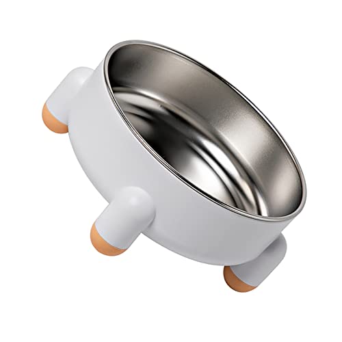 Estink Pet Bowl Edelstahl Abtrennbarer Kapazität Katzenhundfutterschale für Innenräume, Wirkungsbeständig, Verhindern Schlupf für Erhöhte Fütterung, Geeignet für Haustiereltern (White) von Estink