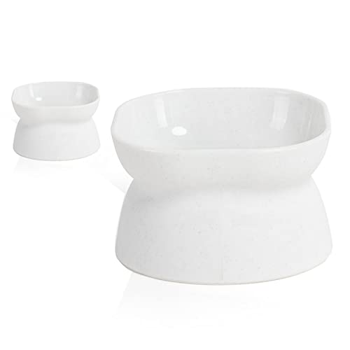 Estink Tilted Pet Bowl für Hundekatze - Erhöhte Katzenschüssel für eine Verbesserte Verdauung - Leicht zu Reinigen Antislip Kitty Bow (White) von Estink