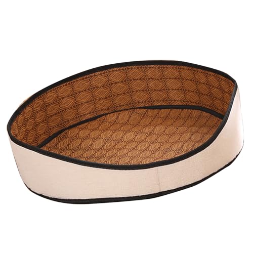 Estink Weinrebe Gewebtes Runde Haustier -Sommermatte Langlebig Bequemes Hundekatze Kühlbett Abnehmbar Waschbar (Beige) von Estink
