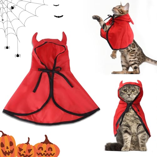 Halloween-Kostüm für Haustiere, Vampir-Kostüm, Umhang, Zubehör, rote Katze, Zauberer, Umhang, Welpe, Hexenhalsband, Umhang, Halloween, Cosplay, Kleidung für Katzen, kleine Hunde Halloween-Kostüm für Haustiere, Vampir-Kostüm, Umhang, Zubehör, rote Katze, Zauberer, Umhang, Welpe, Hexenhalsband, Umhang, Halloween, Cosplay, Kleidung für Katzen, kleine Hunde von Estivaux