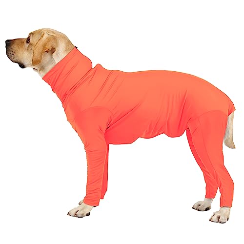 Etdane Hunde-Einteiler nach Operationen, chirurgischer Genesungsanzug, Anti-Haarausfall, Body für weibliche und männliche Hunde, langärmeliger Schlafanzug mit Beinen, Orange/XL von Etdane