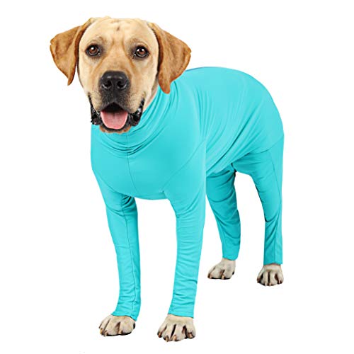 Etdane Hunde-Einteiler nach Operationen für Haustiere, chirurgischer Genesungsanzug, Anti-Ausfall-Body für weibliche männliche Hunde, langärmelig, klemmender Pyjama mit Beinen, blau/XS von Etdane