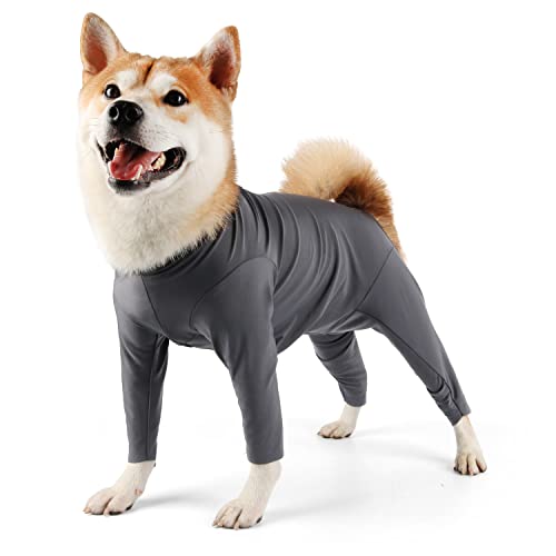 Etdane Hunde-Body / Einteiler für den Genesungsanzug, für Operationen, Sport-Shirt, reduziert Angstzustände, knallend, Größe XXXL, Grau von Etdane