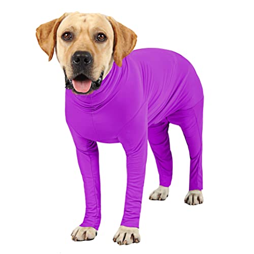 Etdane Hunde-Einteiler nach Operationen für Haustiere, chirurgischer Genesungsanzug, Anti-Ausfall-Body für weibliche männliche Hunde, langärmelig, klemmender Pyjama mit Beinen, lila/XL von Etdane