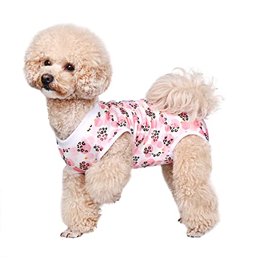 Etdane Recovery Suit for Dog Cat After Surgery, Surgical Onesies for Female Doggy Pet Postoperative Vest Shirt Alternative Cone E-Collar Abdominal Wound Protector Pink Leopard / Large von Etdane