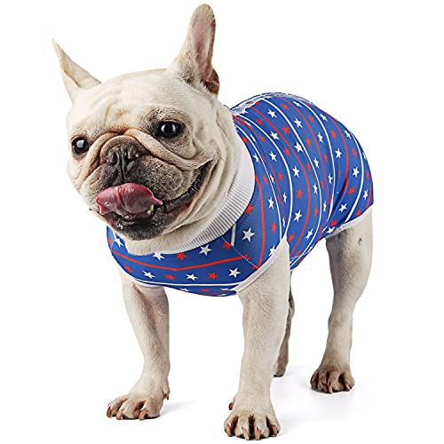 Etdane Recovery Suit for Dog Cat After Surgery, Surgical Onesies for Female Male Doggy Pet Postoperative Vest Shirt Alternative Cone E-Collar Abdominal Wound Protector Blue Star/L von Etdane