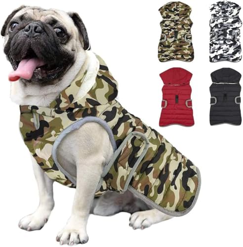 Etechydra Reflektierend Hundejacke with Abnehmbarem Hut, wasserdichte Winter Fleece Warme Jacke Hundemantel, Hund Jacken Mantel Hoodie Hundejacke für Kleine Mittelere und Große Hunde, Grün，L von Etechydra