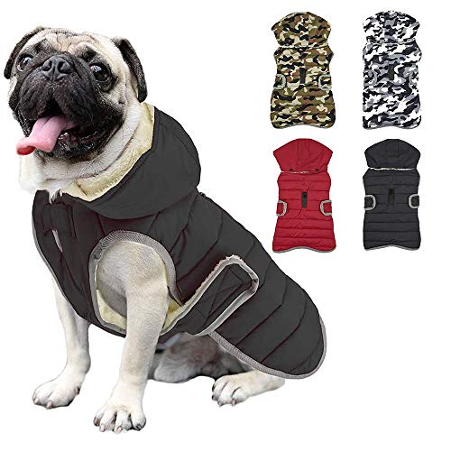 Etechydra Reflektierend Hundejacke with Abnehmbarem Hut, wasserdichte Winter Fleece Warme Jacke Hundemantel, Hund Jacken Mantel Hundejacke für Kleine Mittelere und Große Hunde, Schwarz，L von Etechydra