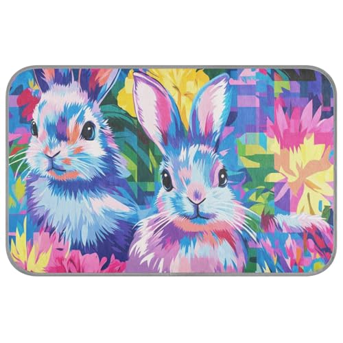 Buffalo Plaid Bunny Hasen Happy Easter Summer Cooling Pad for Cats Self Cooling Pads for Dogs for Kittens Cats Indoor Waterproof Manta Refrescante para perro M von EtherSpher