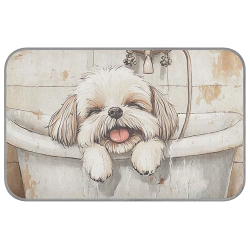 Cartoon Shih Tzu Hunde Vintage Badewanne Sommer Katze Kühlmatte Outdoor Selbstkühlende Decke für Hunde für Haustiere Outdoor Katzen Cute Tapete Enfriador para Perros M von EtherSpher