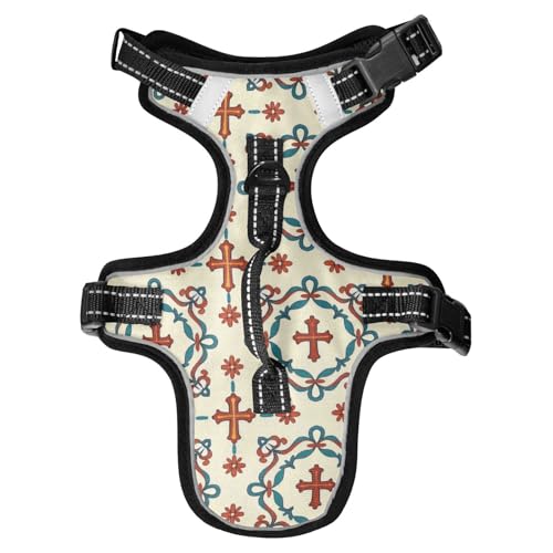 Chaleco para perro Hundegeschirr, Vintage-Kreuzmuster, reflektierend, für Hunde, Training, Kontrolle und Katzengeschirre mit Griff, Größe M, Rot Chaleco para perro Hundegeschirr, Vintage-Kreuzmuster, reflektierend, für Hunde, Training, Kontrolle und Katzengeschirre mit Griff, Größe M, Rot von EtherSpher
