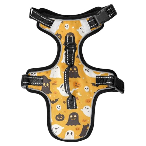 Chaleco para perro Hundegeschirr mit Griff, Cartoon-Geister, Kürbis-Skelette, Fledermäuse, orangefarbenes Netz, reflektierend, Größe M Chaleco para perro Hundegeschirr mit Griff, Cartoon-Geister, Kürbis-Skelette, Fledermäuse, orangefarbenes Netz, reflektierend, Größe M von EtherSpher