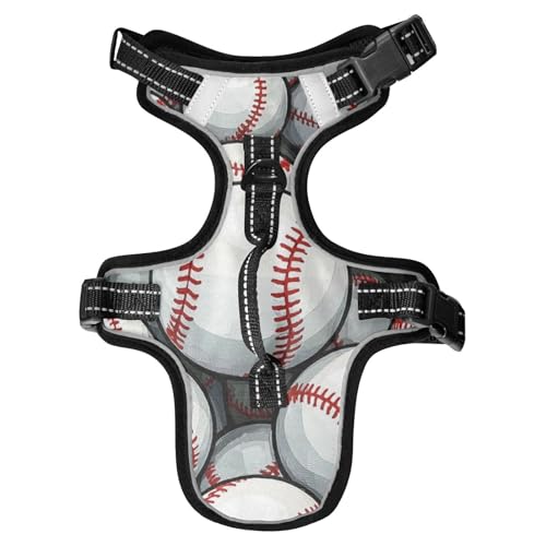 Chalecos Para Perros Hundegeschirr, Cartoon-Sport, Baseball, reflektierend, personalisierbar für Tiere, Hundetraining, mit Griff, Größe M, Weiß von EtherSpher