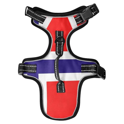 Chalecos Para Perros Hundegeschirr, reflektierend, Norwegen-Flagge, für Yorkie-Spaziergänge, Zubehör, Katzengeschirr mit Griff, Größe M von EtherSpher