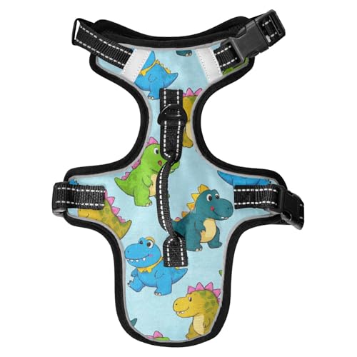 Chalecos para Perros Hundeweste mit Griff, Cartoon-Tier-Dinosaurier, bunt, reflektierend, für Chihuahua, Wandern, wichtige Hundewesten für große Hunde mit Griff, Größe M von EtherSpher