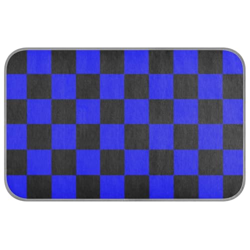 EtherSpher Buffalo Plaid Check Schwarz Blau Sommer Kühlbetten Selbstkühlende Katzendecken für Indoor-Katzen für Hauskatzen für Schweinekatzen drinnen wasserdicht esterilla refrescante para Perros M von EtherSpher