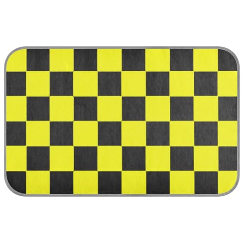EtherSpher Buffalo Plaid Karo Schwarz Gelb Sommer Kühlmatte Selbstkühlende Decken für Outdoor-Katzen für Kaninchen, Reisen, niedliches Klebeband, Frio para Perros M von EtherSpher
