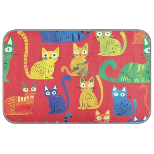 EtherSpher Bunte Cartoon-Katzen, rot, Sommer-Outdoor-Kühlkissen, selbstkühlendes Haustierbett für Katzen für Haustiere, Outdoor, Essentials, esterilla refrescante para Perros M von EtherSpher