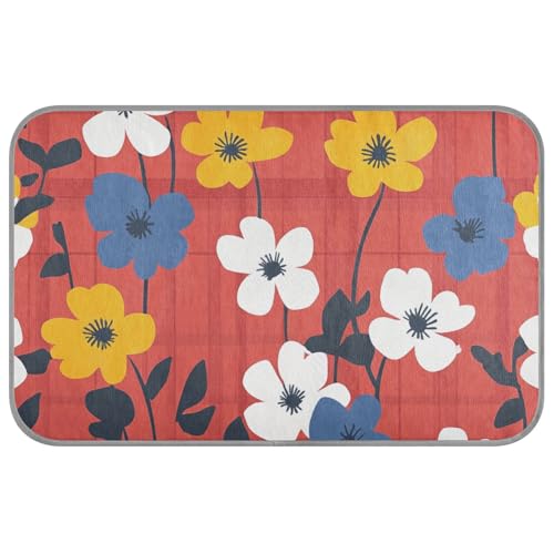 EtherSpher Camas Frias Para Perros M Kühlkissen, selbstkühlend, für den Außenbereich, buntes Blumenmuster, rotes Büffelkaro, für den Innen- und Außenbereich von EtherSpher