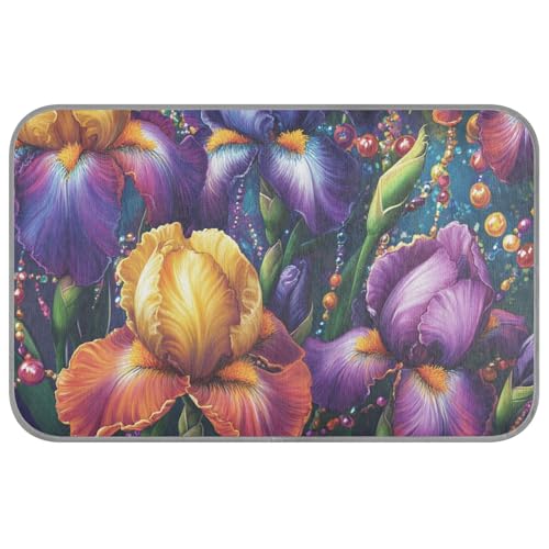 EtherSpher Irises Happy Mardi Gras Sommer-Kühlmatte für Katzen, selbstkühlende Katzenbetten für Outdoor-Katzen für Schweine, Außenkatze, einzigartig, Cama Fria para perro, M von EtherSpher