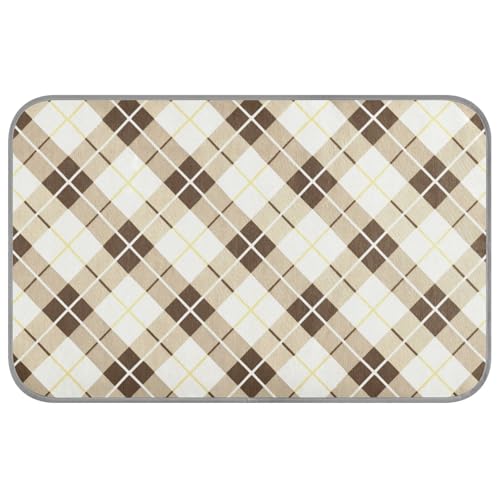 EtherSpher Kühlendes Haustierbett, selbstkühlend, für Chihuahua, Outdoor, abnehmbares Klebeband, Pastellbraun kariert, Größe M von EtherSpher