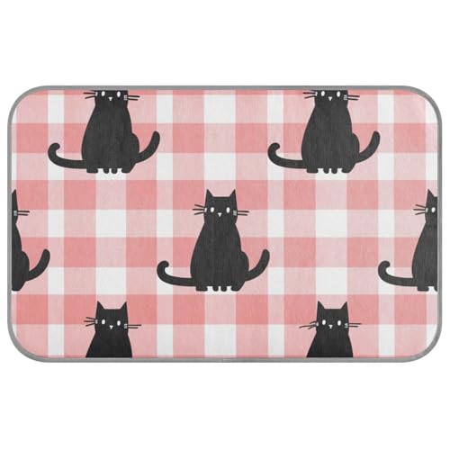 EtherSpher Kühlendes Sommer-Katzenbett für den Sommer, selbstkühlende Decke für Hunde für Kätzchen, Katzen, Outdoor, wasserdicht, Größe M, kariert und schwarz von EtherSpher