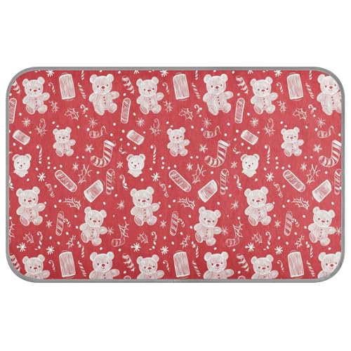 EtherSpher Kühlkissen für Katzen, Weihnachtsbär, Süßigkeit, Stechpalmenblätter, Rot, für den Sommer, selbstkühlende Decken für Innen, Katzen, draußen, tragbar, Manta, Refrescante para perro, M von EtherSpher