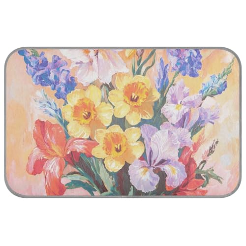 EtherSpher Kühlmatte für Hunde, Retro-Blumen mit gelbem Ölgemälde, selbstkühlende Hundedecken für große Hunde für Welpen, Katzen, Outdoor, faltbar, Manta Fria para Perros M von EtherSpher