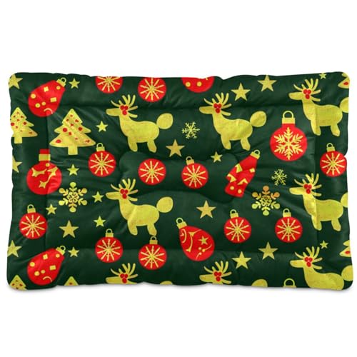 EtherSpher Merry Christmas Deco Hunde- und Katzenbett, waschbar, weich, rutschfest, für mittelgroße und große Hunde, 91,4 x 61 cm, goldfarben EtherSpher Merry Christmas Deco Hunde- und Katzenbett, waschbar, weich, rutschfest, für mittelgroße und große Hunde, 91,4 x 61 cm, goldfarben von EtherSpher