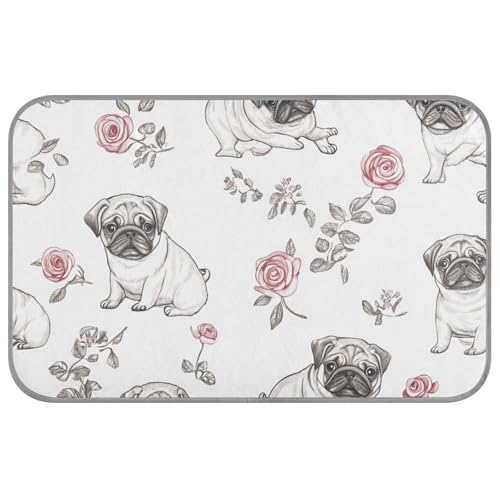 EtherSpher Niedliche Mops-Hunde, weiß, kühlend, selbstkühlendes Kissen für Katzen, für Hunde, Outdoor, Katzenutensilien, Mantas frías para Perros M von EtherSpher