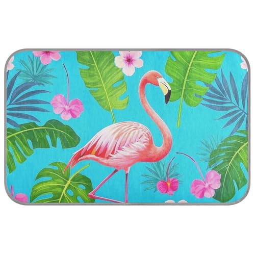 EtherSpher Sommer-Flamingos, Palmenblüte, blau, selbstkühlende Haustierbetten für Katzen für Welpen, gemütliches Schlafen, faltbar, Cama Refrescante para Perros M von EtherSpher