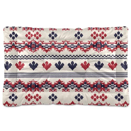EtherSpher Strickmuster Merry Christmas, waschbare Haustiermatratze, weich, rutschfest, für mittelgroße und große Hunde, 91,4 x 61 cm von EtherSpher
