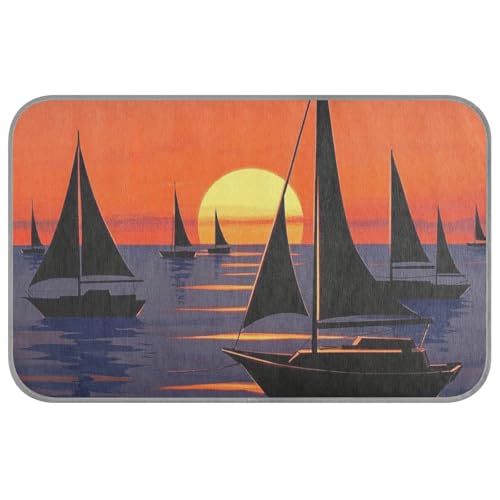 EtherSpher Sunset Boat Kühlmatten, selbstkühlende Katzenbetten für den Außenbereich, für Chihuahua, Outdoor, weicher Manta, Refrescante para perro, M, Rot / Blau von EtherSpher